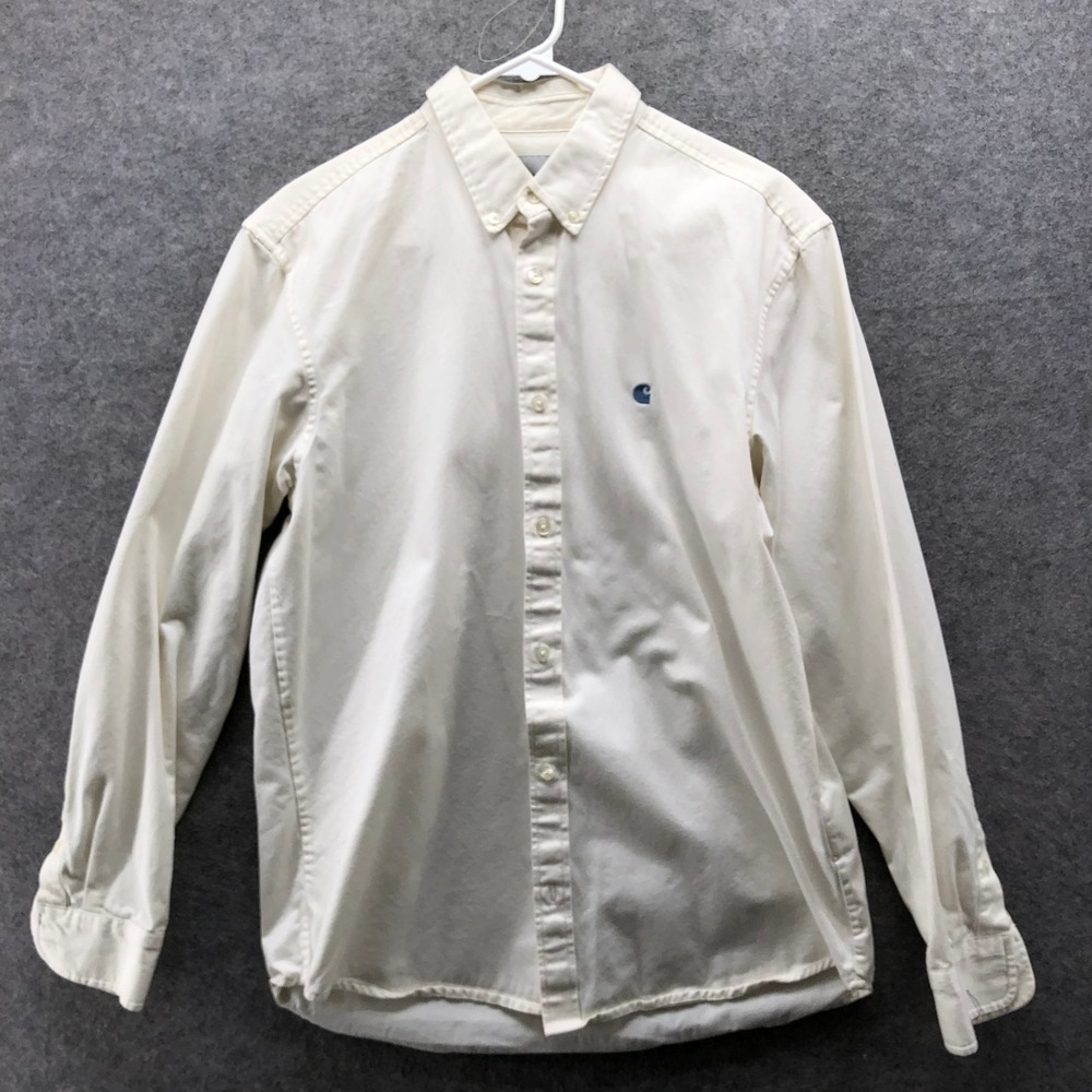 Carhartt WIP Madison Shirt Mens L Off White Ivory Long Sleeve Heavyweight